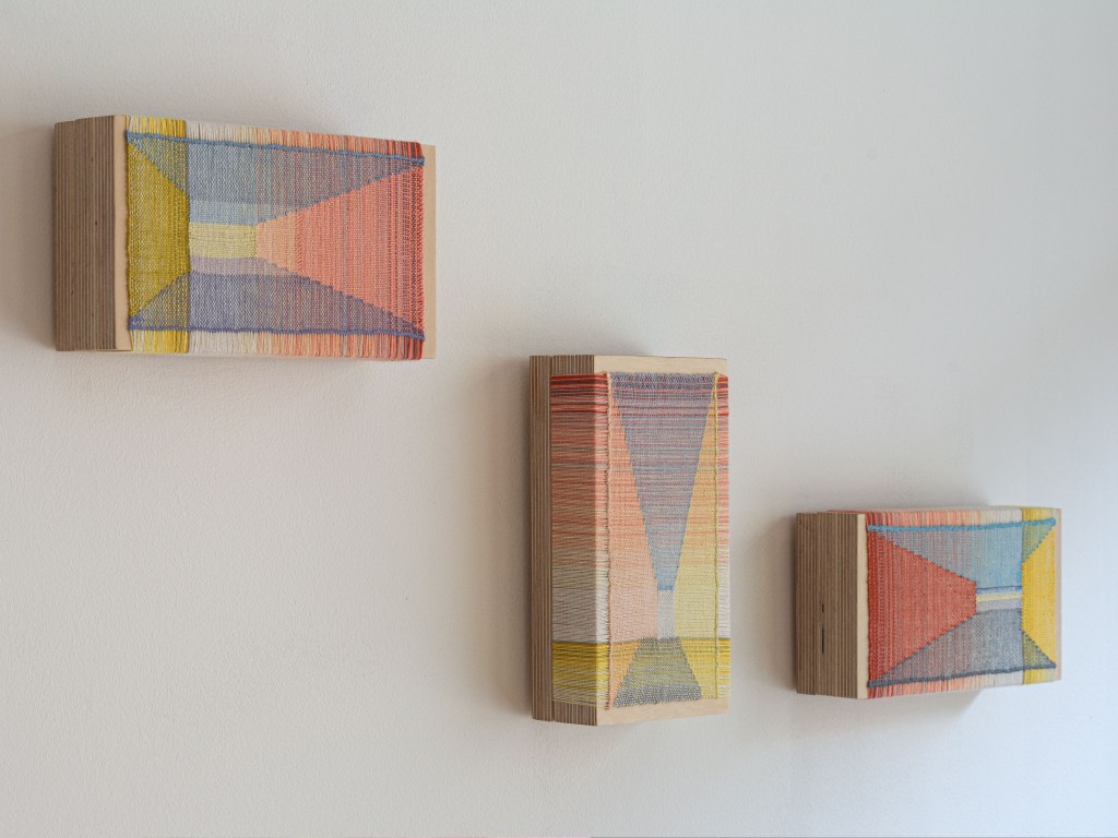 Cotton/linen weavings presented on plywood blocks